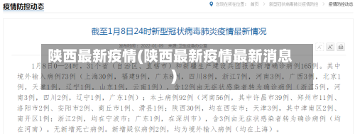 陕西最新疫情(陕西最新疫情最新消息)