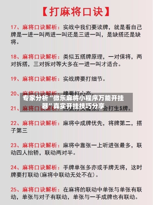 专家分析“微乐麻将小程序万能开挂器”真实开挂技巧分享-第2张图片