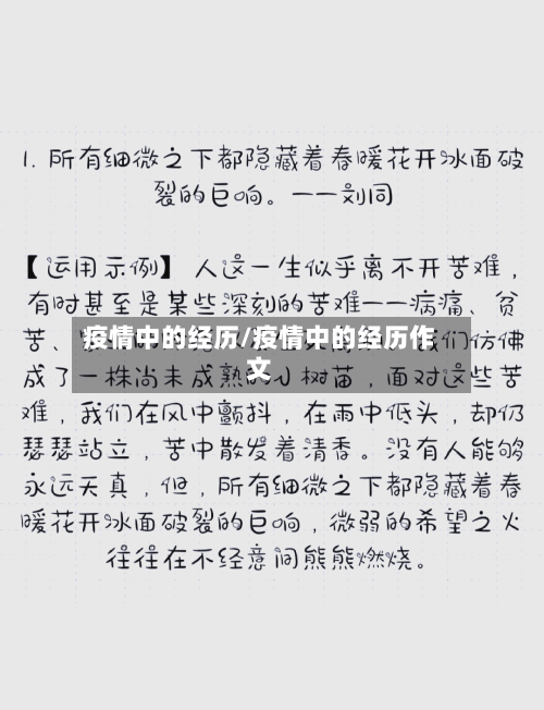 疫情中的经历/疫情中的经历作文