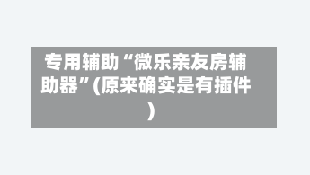 专用辅助“微乐亲友房辅助器	”(原来确实是有插件)-第2张图片