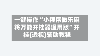 一键操作“小程序微乐麻将万能开挂器通用版”开挂(透视)辅助教程-第2张图片
