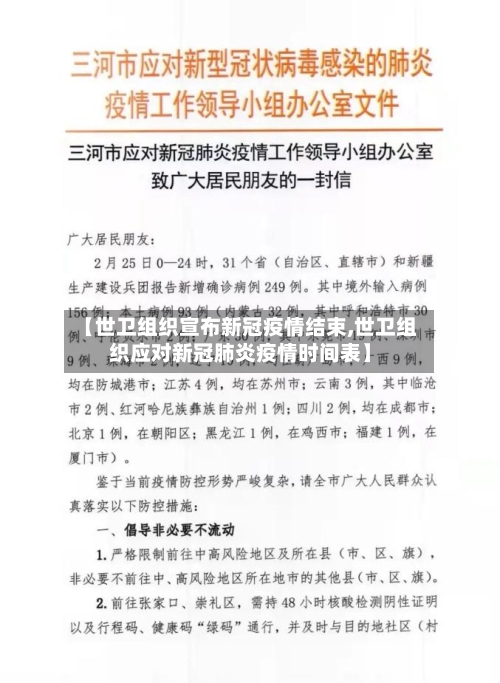 【世卫组织宣布新冠疫情结束,世卫组织应对新冠肺炎疫情时间表】