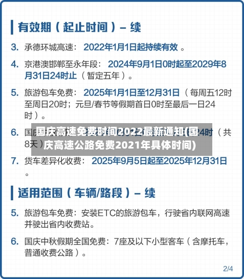 国庆高速免费时间2022最新通知(国庆高速公路免费2021年具体时间)