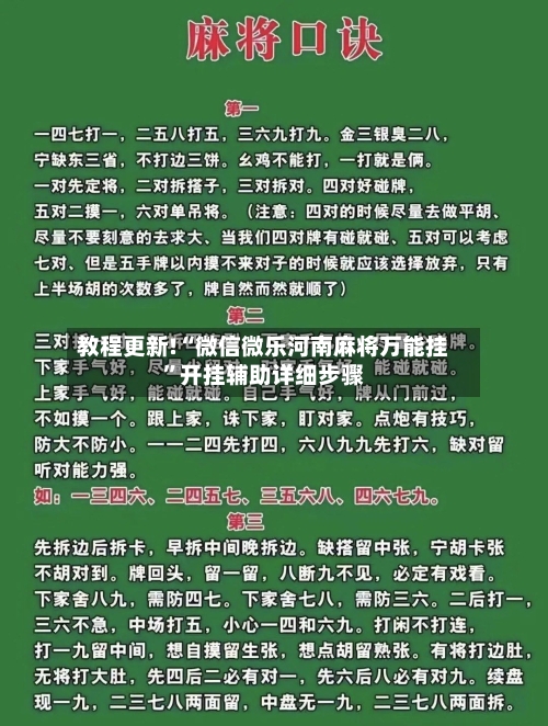 教程更新!“微信微乐河南麻将万能挂”开挂辅助详细步骤-第3张图片