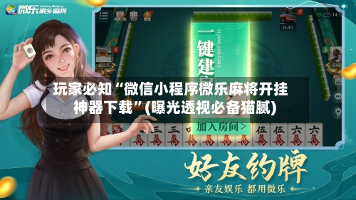 玩家必知“微信小程序微乐麻将开挂神器下载”(曝光透视必备猫腻)