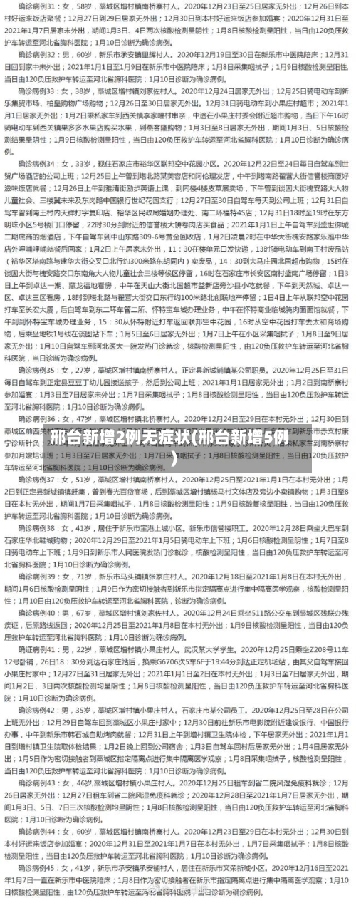 邢台新增2例无症状(邢台新增5例)