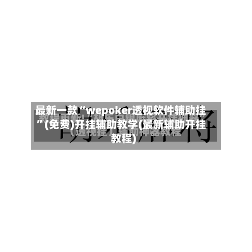 最新一款“wepoker透视软件辅助挂”(免费)开挂辅助教学(最新辅助开挂教程)-第3张图片