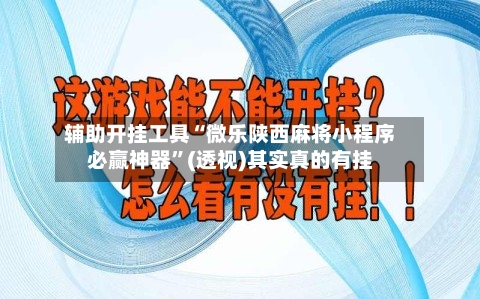 辅助开挂工具“微乐陕西麻将小程序必赢神器”(透视)其实真的有挂-第2张图片