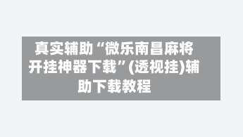 真实辅助“微乐南昌麻将开挂神器下载”(透视挂)辅助下载教程-第2张图片