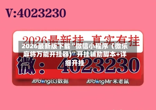2026最新版下载“微信小程序（微乐麻将万能开挂器)”开挂辅助脚本+详细开挂-第2张图片