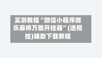实测教程“微信小程序微乐麻将万能开挂器”(透视挂)辅助下载教程-第3张图片
