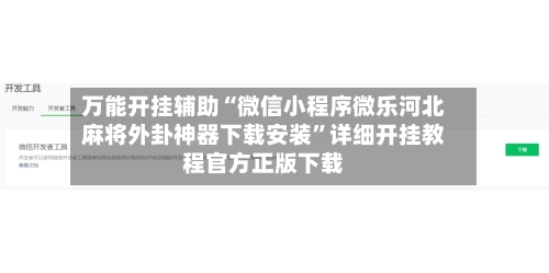 万能开挂辅助“微信小程序微乐河北麻将外卦神器下载安装”详细开挂教程官方正版下载-第3张图片