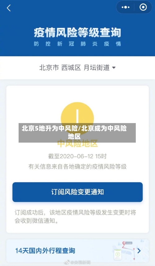 北京5地升为中风险/北京成为中风险地区