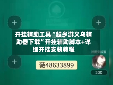 开挂辅助工具“越乡游义乌辅助器下载”开挂辅助脚本+详细开挂安装教程-第2张图片