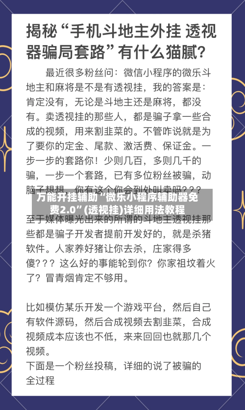 万能开挂辅助“微乐小程序辅助器免费2.0”(透视挂)详细用法教程-第3张图片