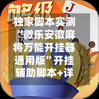 独家脚本实测“微乐安徽麻将万能开挂器通用版	”开挂辅助脚本+详细开挂安装教程-第2张图片