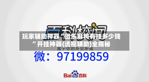 玩家辅助神器“微乐麻将有挂多少钱”开挂神器{透视辅助}全揭秘-第2张图片