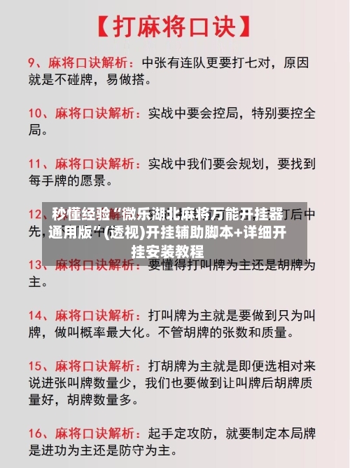 秒懂经验“微乐湖北麻将万能开挂器通用版	”(透视)开挂辅助脚本+详细开挂安装教程-第2张图片