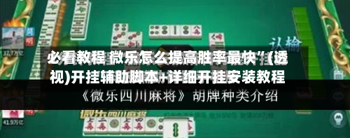 必看教程 微乐怎么提高胜率最快”(透视)开挂辅助脚本+详细开挂安装教程-第3张图片