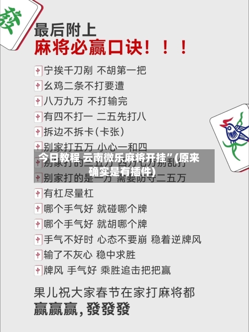 今日教程 云南微乐麻将开挂”(原来确实是有插件)