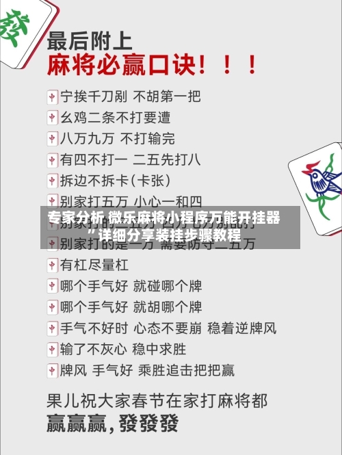 专家分析 微乐麻将小程序万能开挂器”详细分享装挂步骤教程-第2张图片