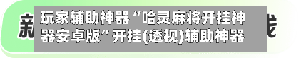 玩家辅助神器“哈灵麻将开挂神器安卓版	”开挂(透视)辅助神器-第1张图片
