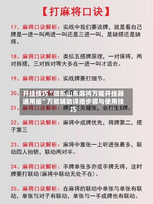 开挂技巧“微乐山东麻将万能开挂器通用版”万能辅助详细步骤与使用技巧-第3张图片