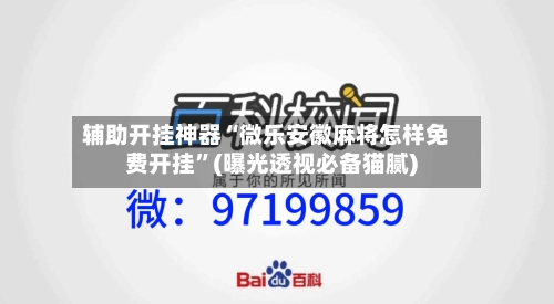 辅助开挂神器“微乐安徽麻将怎样免费开挂”(曝光透视必备猫腻)-第2张图片