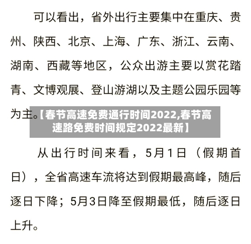 【春节高速免费通行时间2022,春节高速路免费时间规定2022最新】-第2张图片