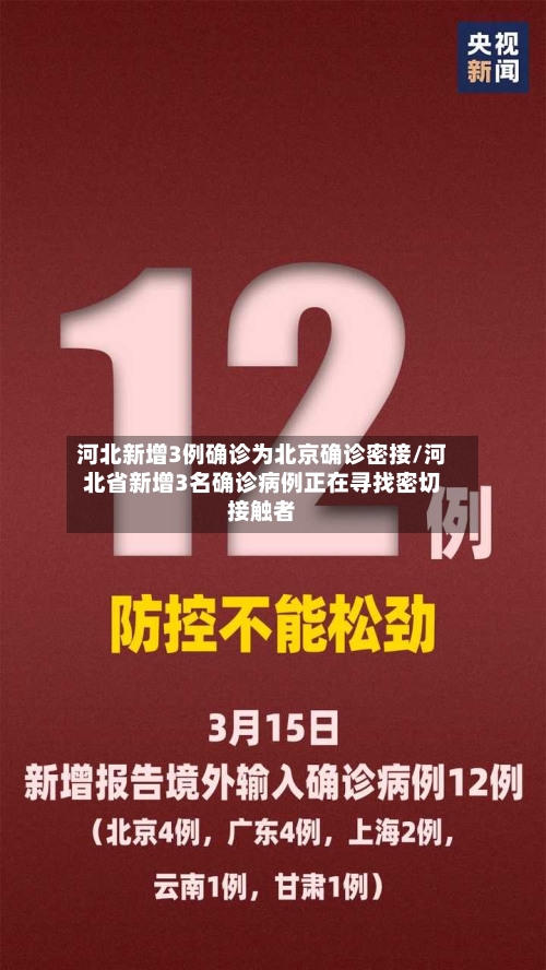 河北新增3例确诊为北京确诊密接/河北省新增3名确诊病例正在寻找密切接触者