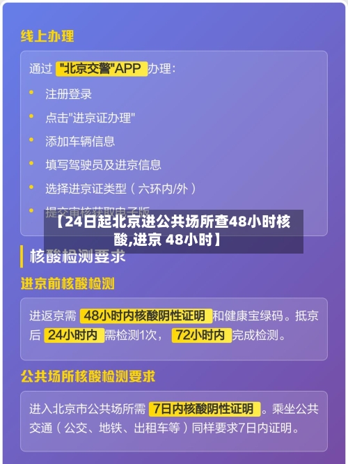 【24日起北京进公共场所查48小时核酸,进京 48小时】