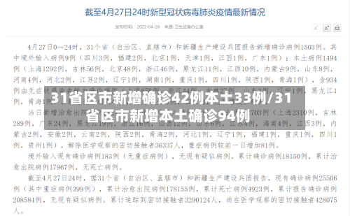 31省区市新增确诊42例本土33例/31省区市新增本土确诊94例-第3张图片