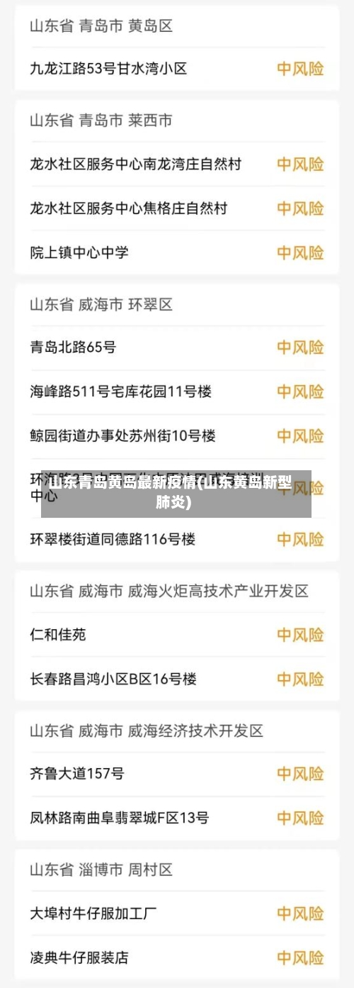 山东青岛黄岛最新疫情(山东黄岛新型肺炎)