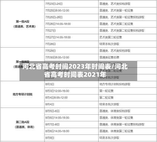 河北省高考时间2023年时间表/河北省高考时间表2021年