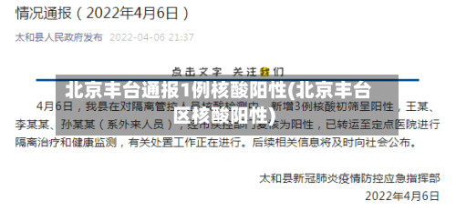 北京丰台通报1例核酸阳性(北京丰台区核酸阳性)-第3张图片