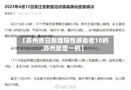 【苏州昨日新增阳性感染者10例,苏州新增一例】