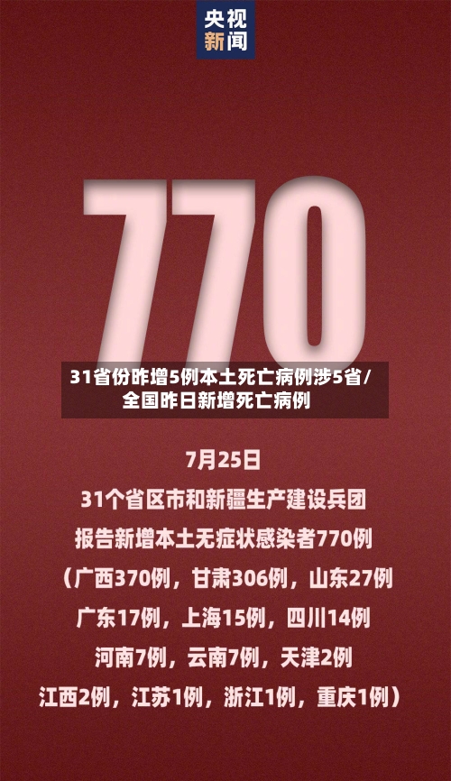 31省份昨增5例本土死亡病例涉5省/全国昨日新增死亡病例