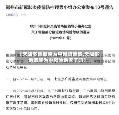 【天津多地调整为中风险地区,天津多地调整为中风险地区了吗】