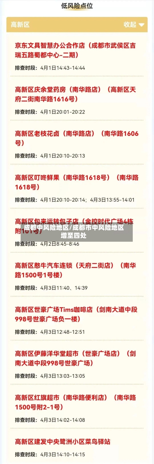 成都中风险地区/成都市中风险地区增至四处
